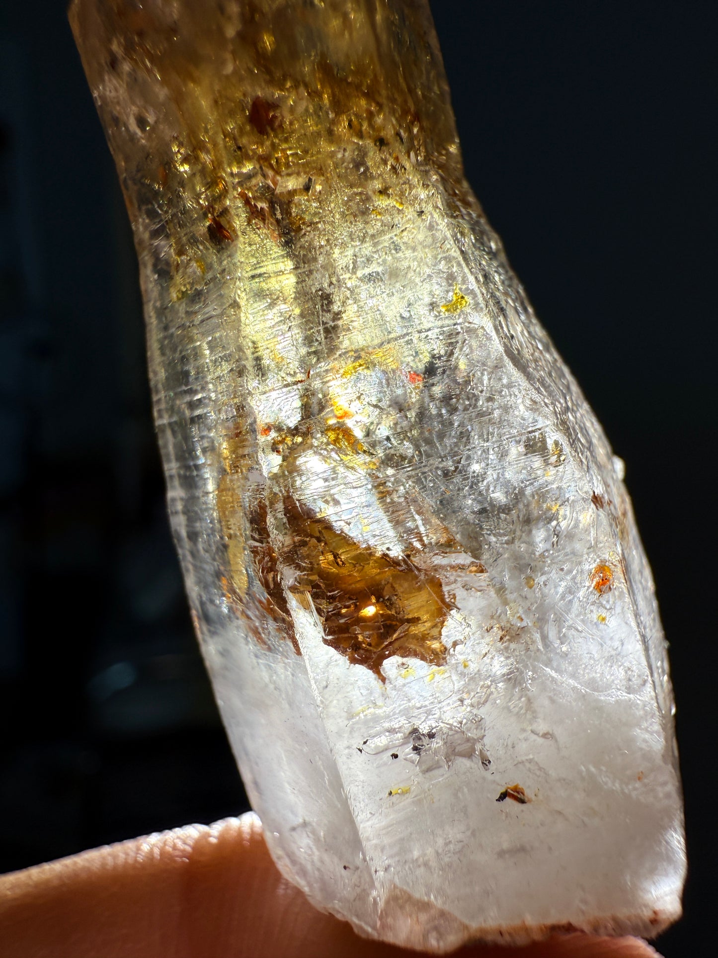 Golden Scepter Red Clay Filled Firefly Skeletal Petroleum Included Quartz UV Reactive with ENHYDROS