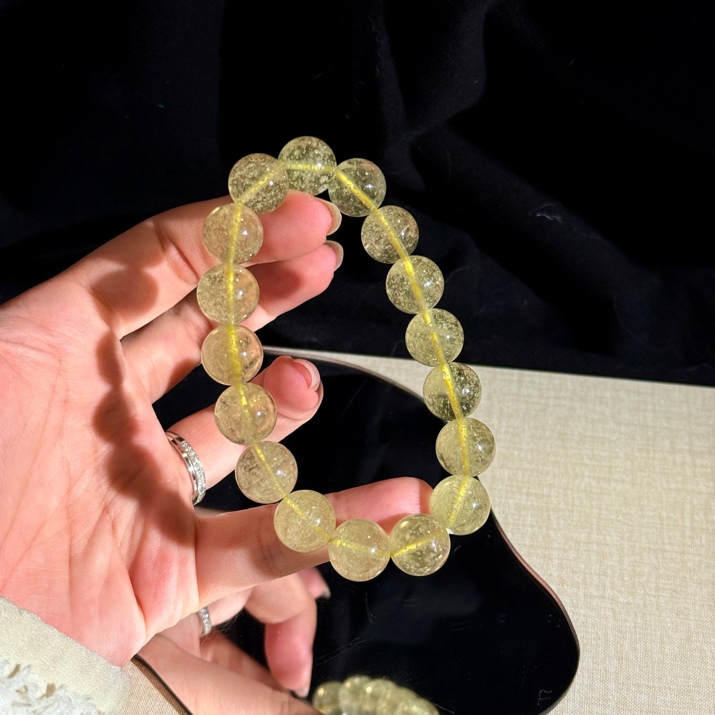Collector Grade Libyan Gold Tektite Desert Glass 12.6mm Beaded Bracelet
