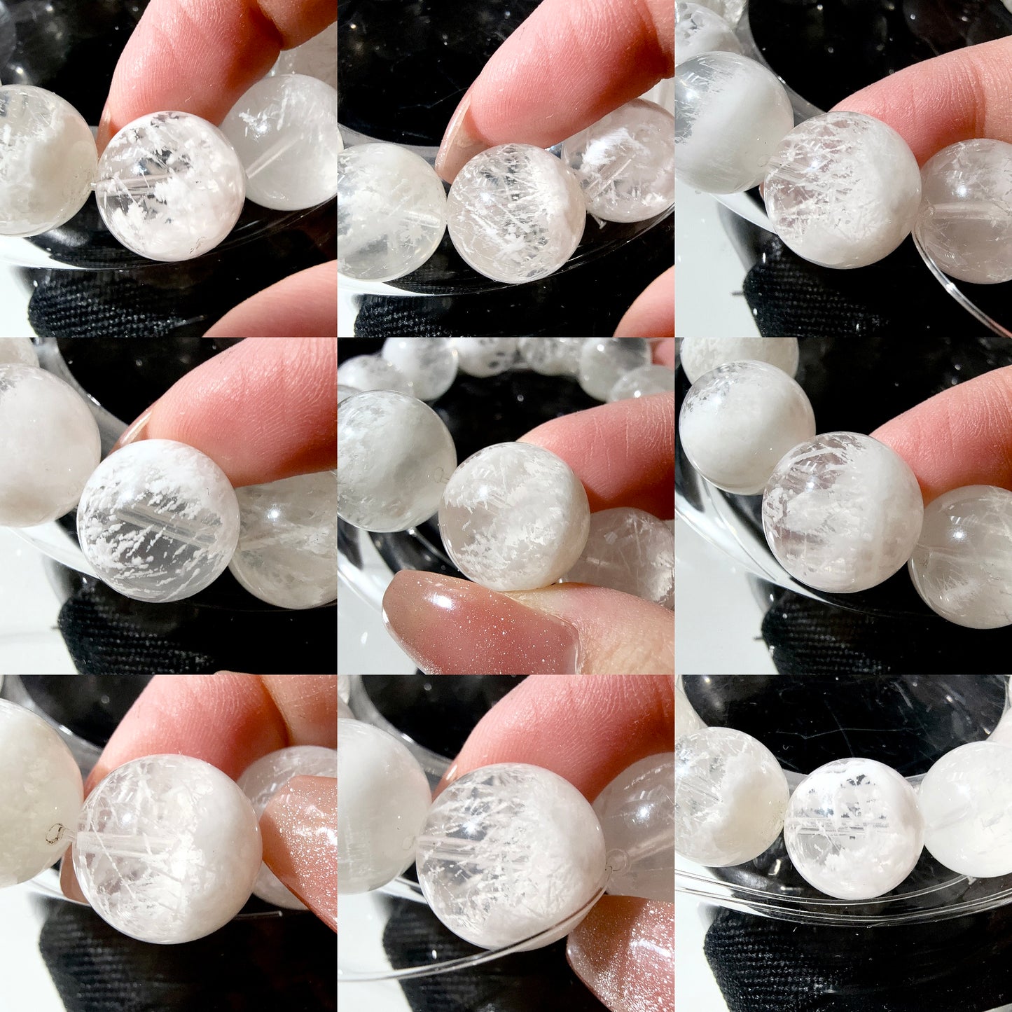 White Snowflake Phantom 14.5mm Beaded Bracelet