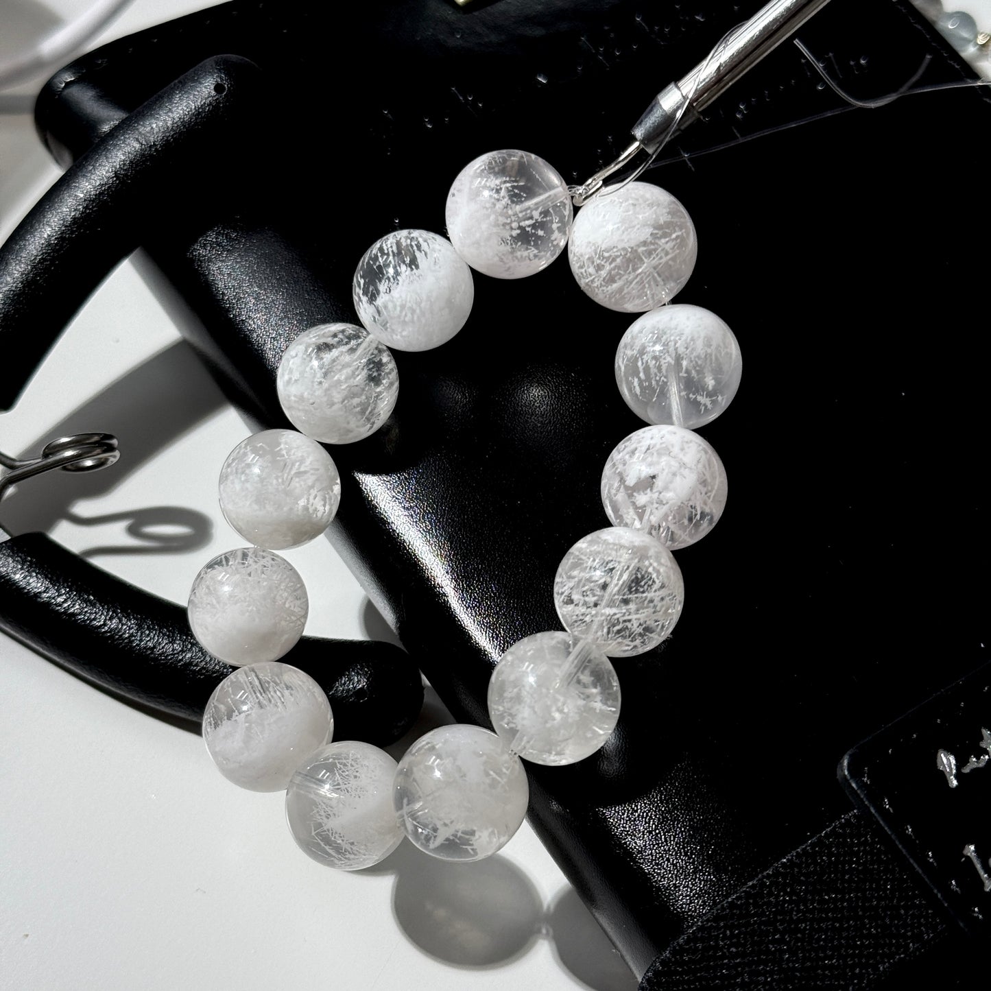White Snowflake Phantom 14.5mm Beaded Bracelet