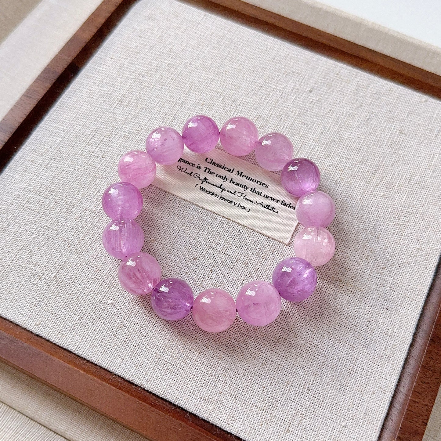 Ultra High Quality Gemmy Pinky Purple CatEye Kunzite 14.5mm Beaded Bracelet