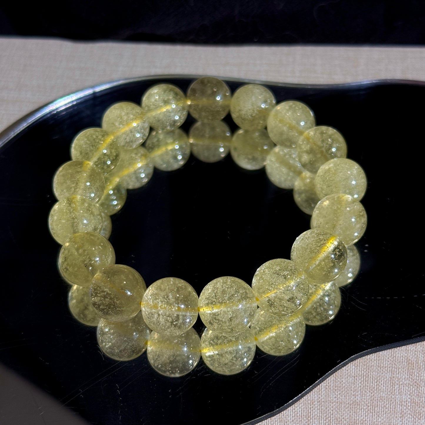 Collector Grade Libyan Gold Tektite Desert Glass 12.6mm Beaded Bracelet
