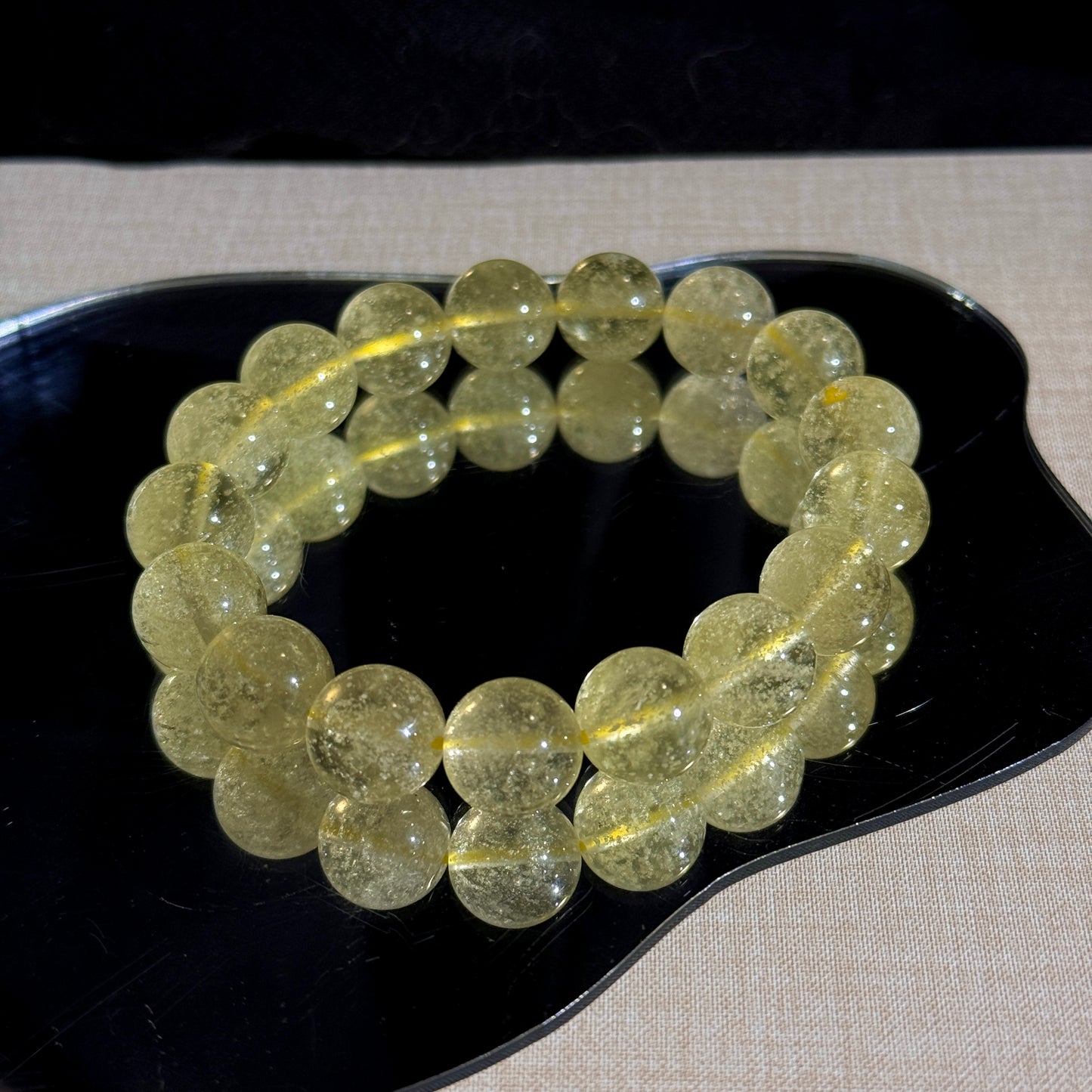 Collector Grade Libyan Gold Tektite Desert Glass 12.6mm Beaded Bracelet