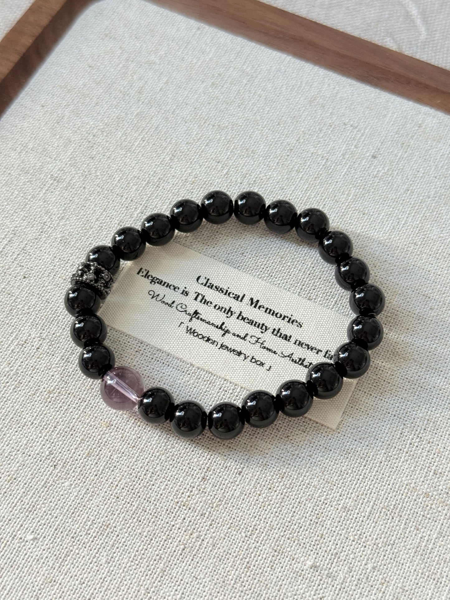 Obsidian Amethyst Beaded Bracelet