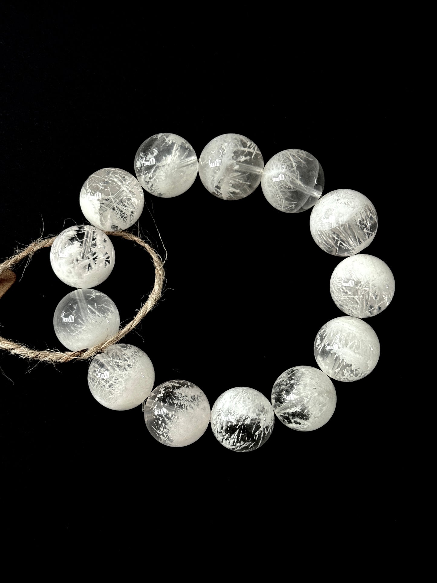 White Snowflake Phantom 14.5mm Beaded Bracelet