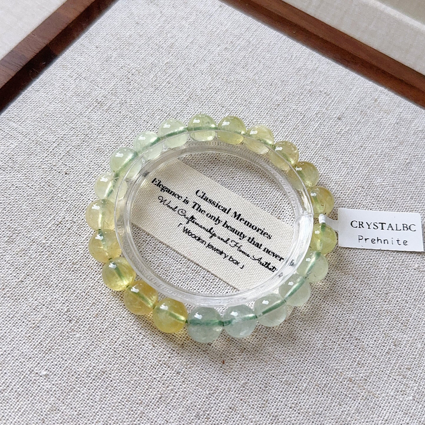 Gradient Green Pale Yellow Prehnite Stone Bead Bracelet 漸變綠葡萄石