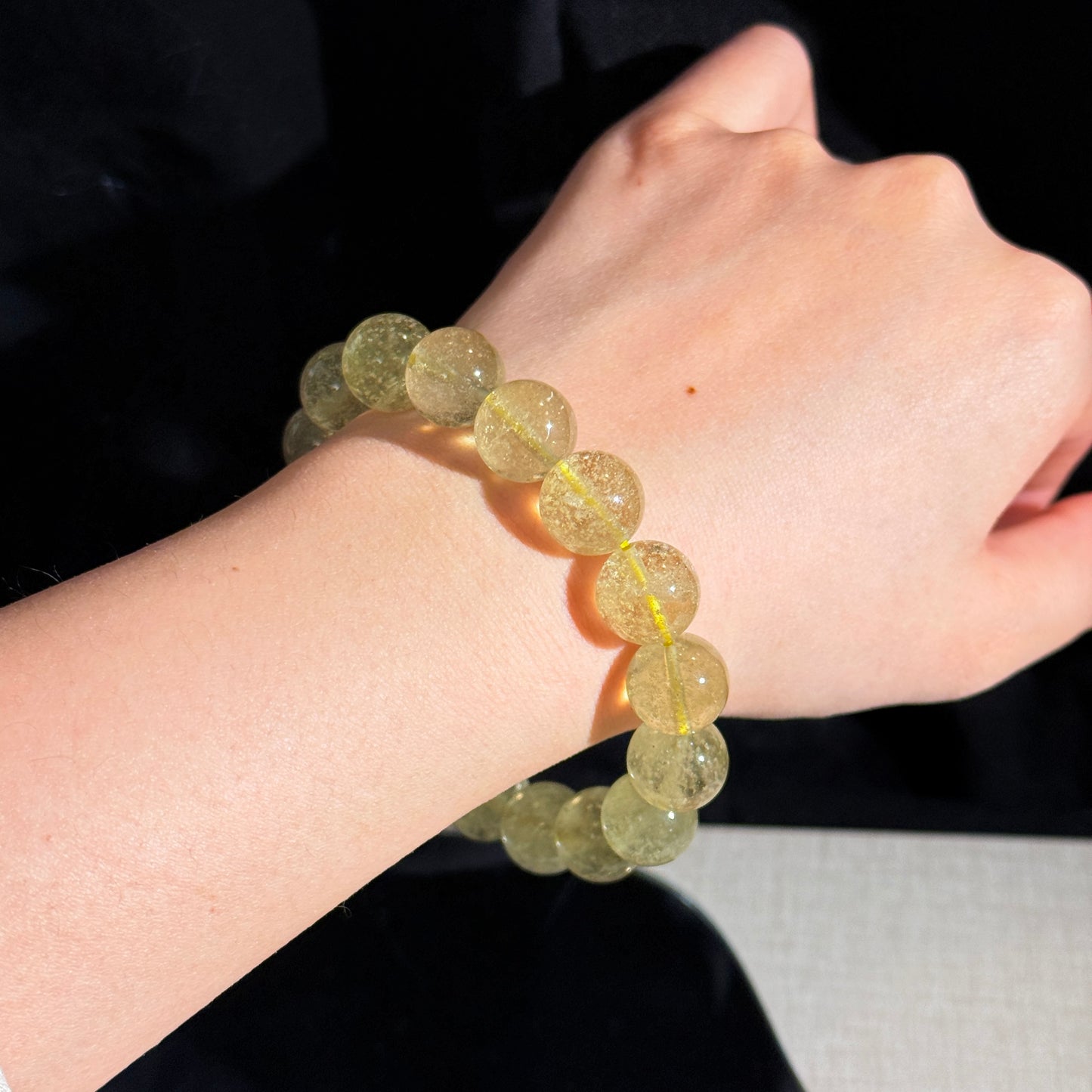 Collector Grade Libyan Gold Tektite Desert Glass 12.6mm Beaded Bracelet