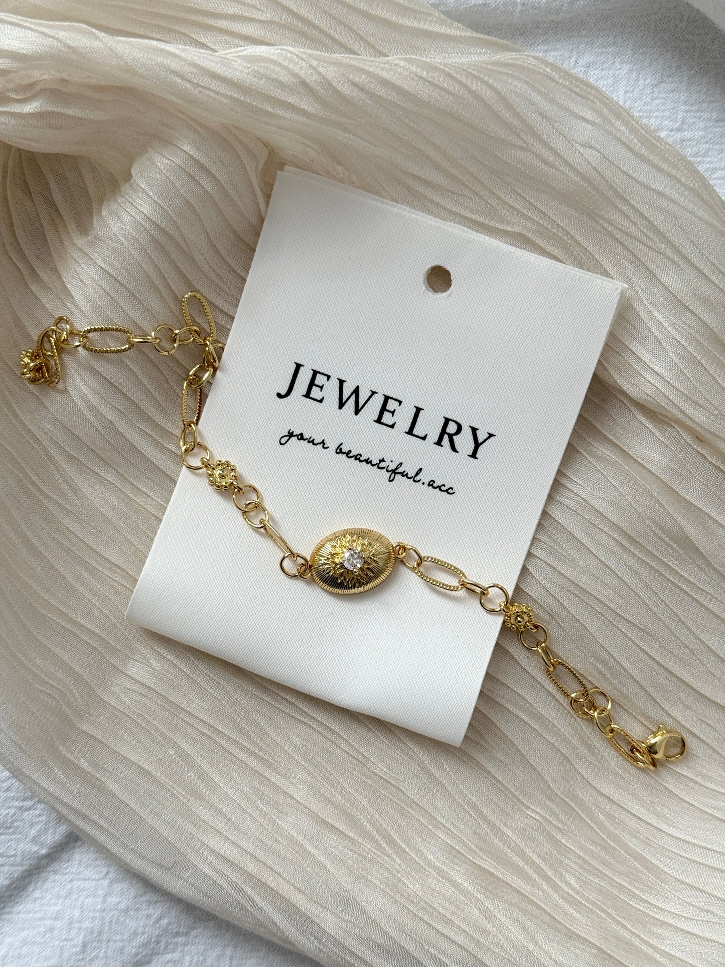 18k Gold Plated Apollo Sun Zirconia Bracelet