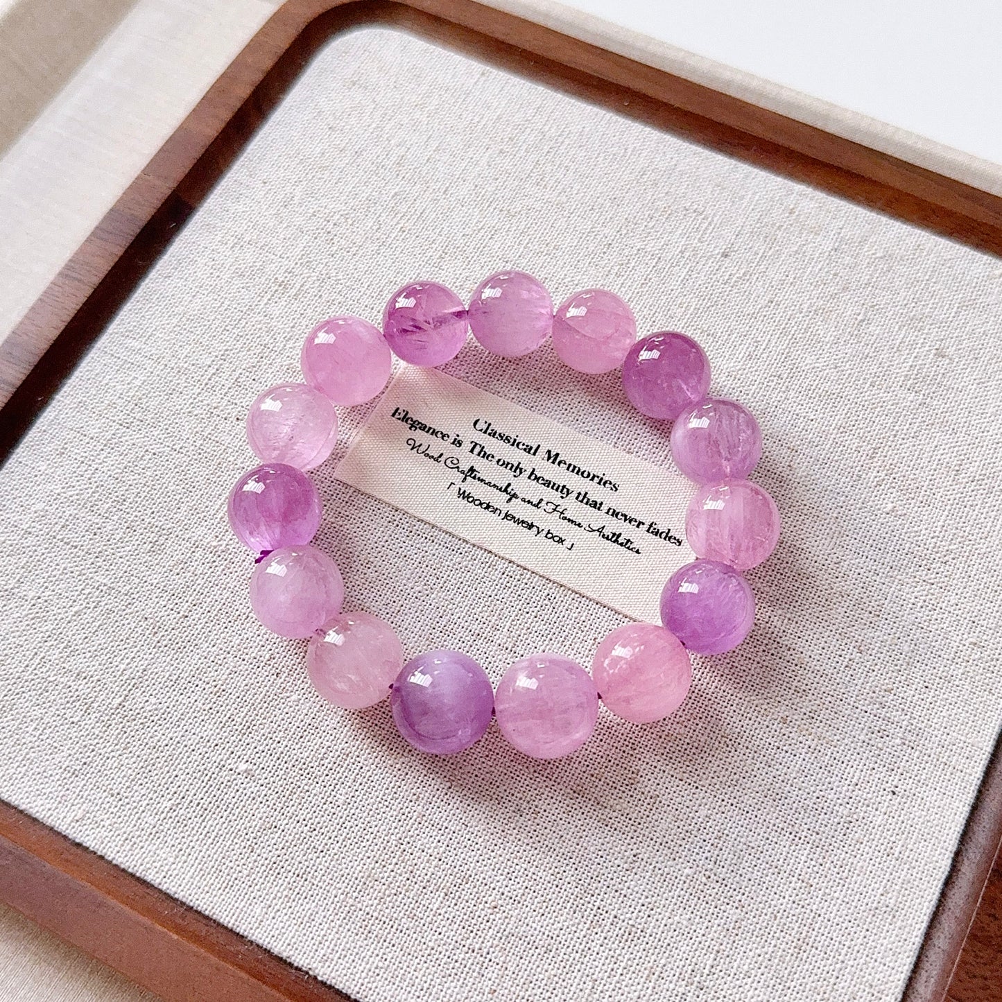 Ultra High Quality Gemmy Pinky Purple CatEye Kunzite 14.5mm Beaded Bracelet
