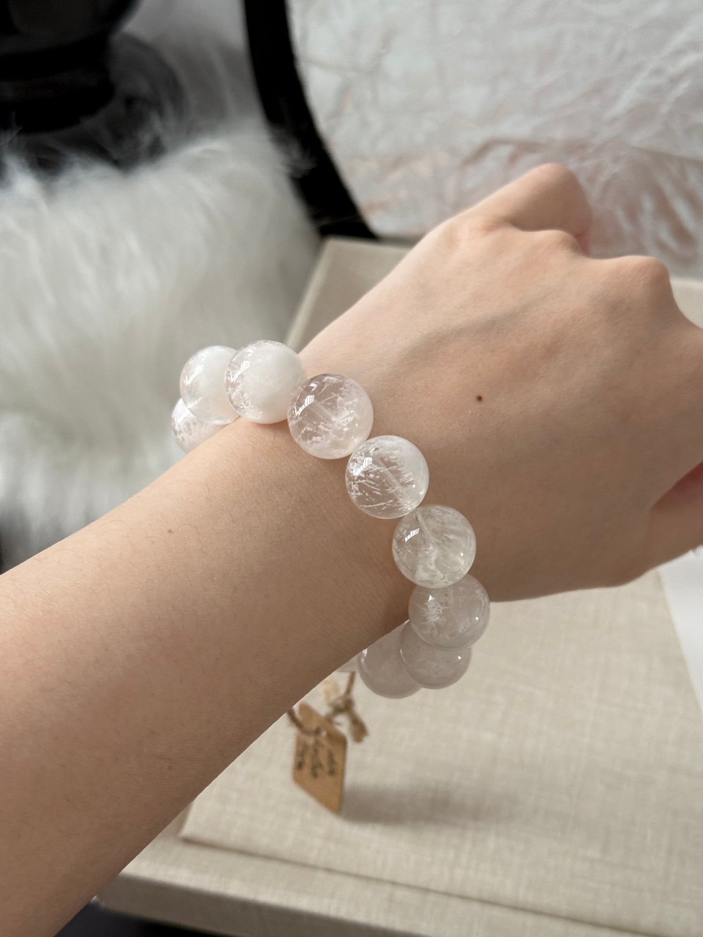 White Snowflake Phantom 14.5mm Beaded Bracelet