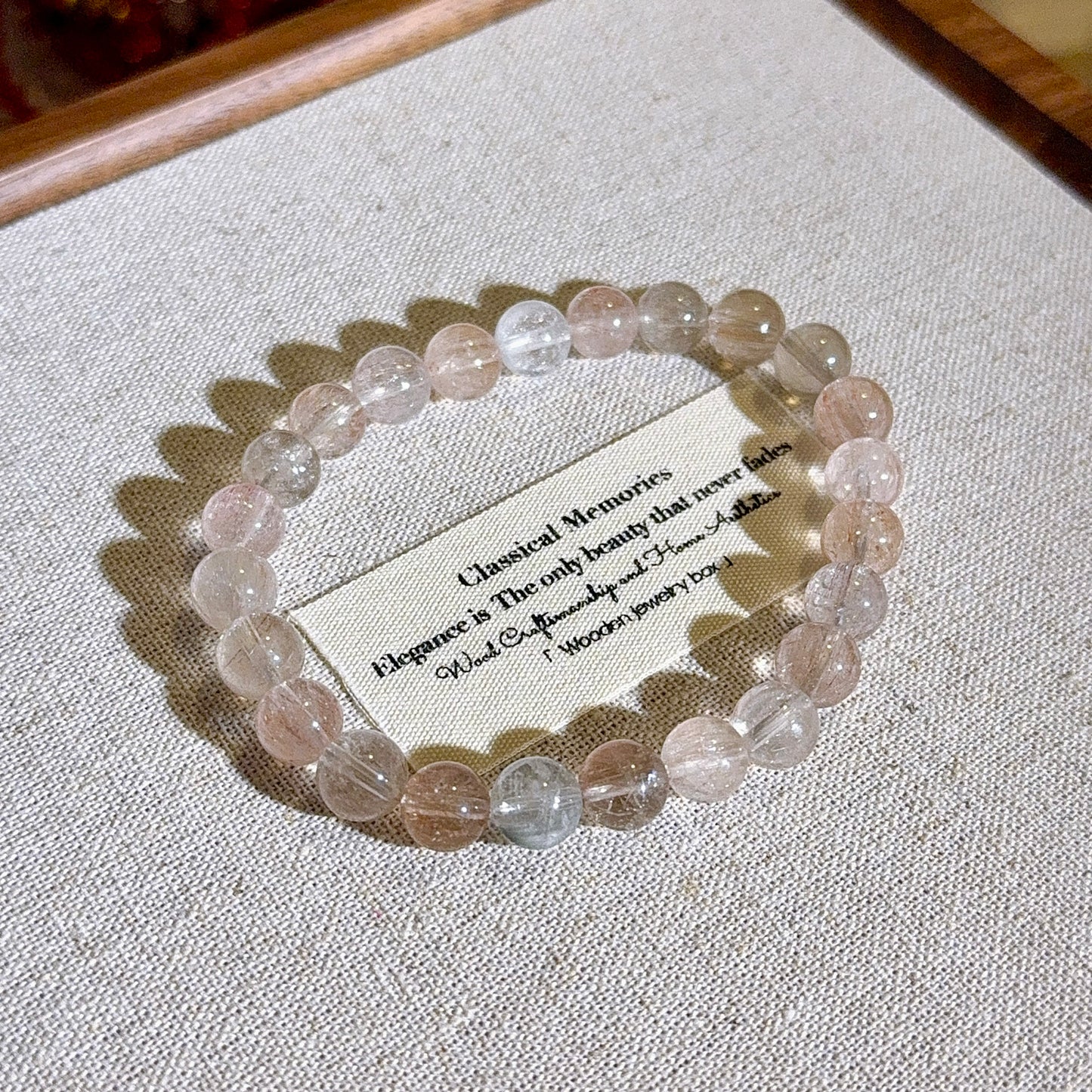 Light Rainbow Rabbit Hair Amphibole 8.3mm Beaded Bracelet