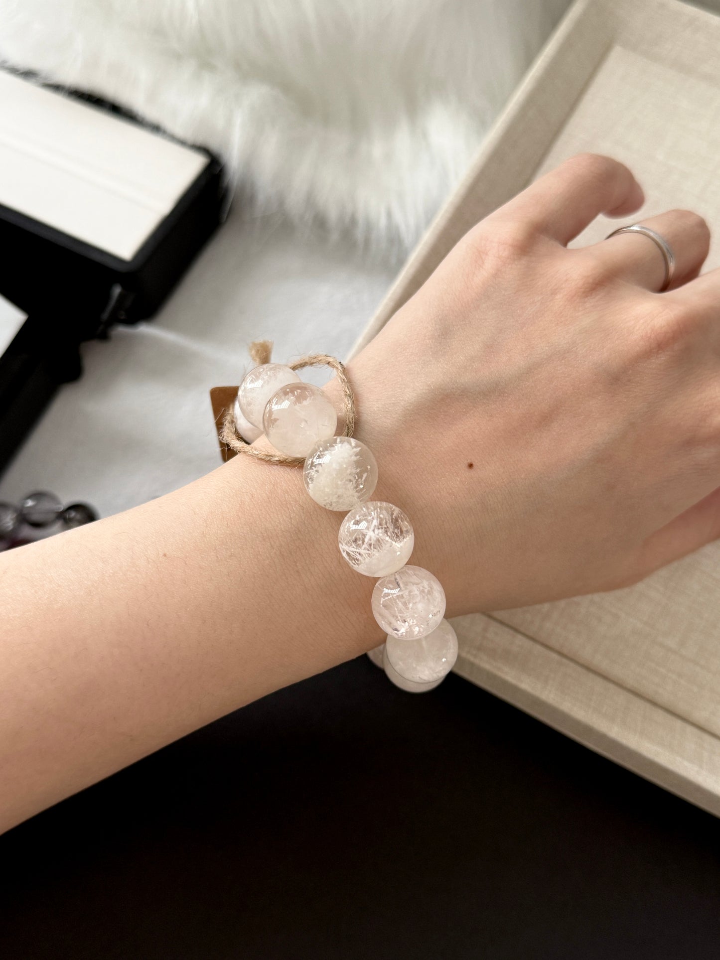 White Snowflake Phantom 14.5mm Beaded Bracelet