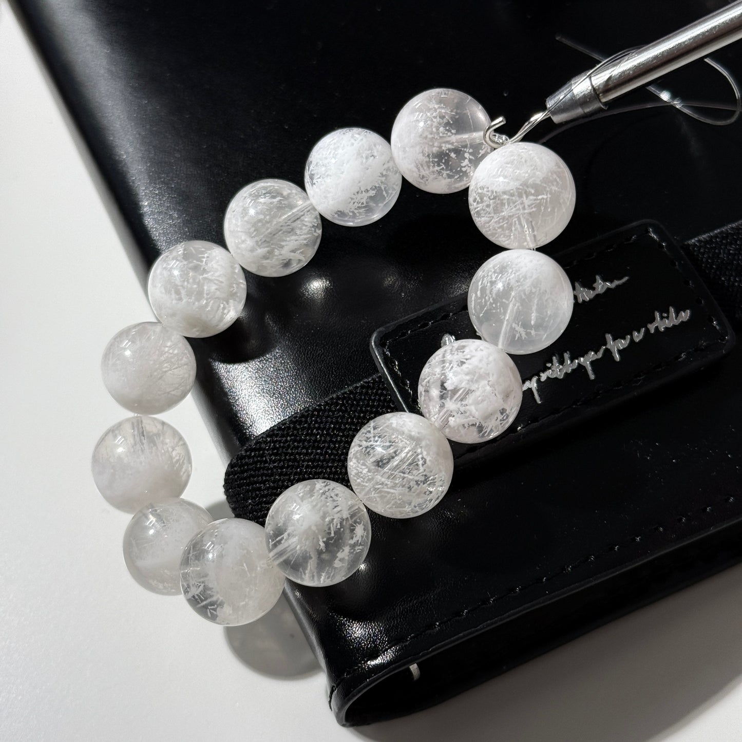 White Snowflake Phantom 14.5mm Beaded Bracelet