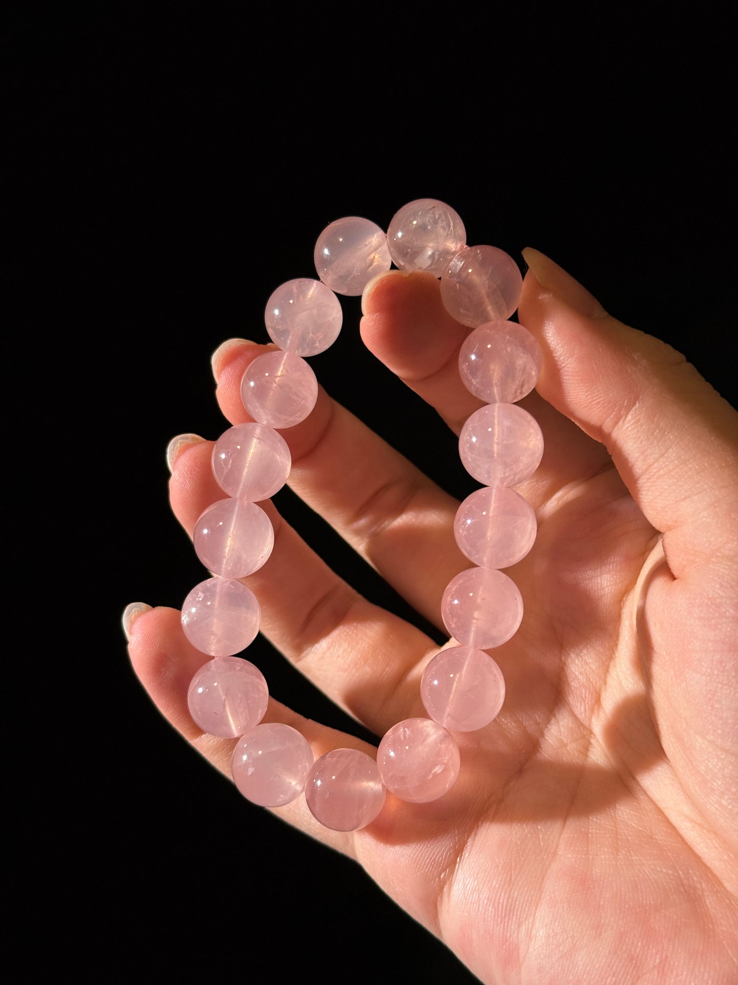 Rose Quartz 11.8mm Beaded Bracelet