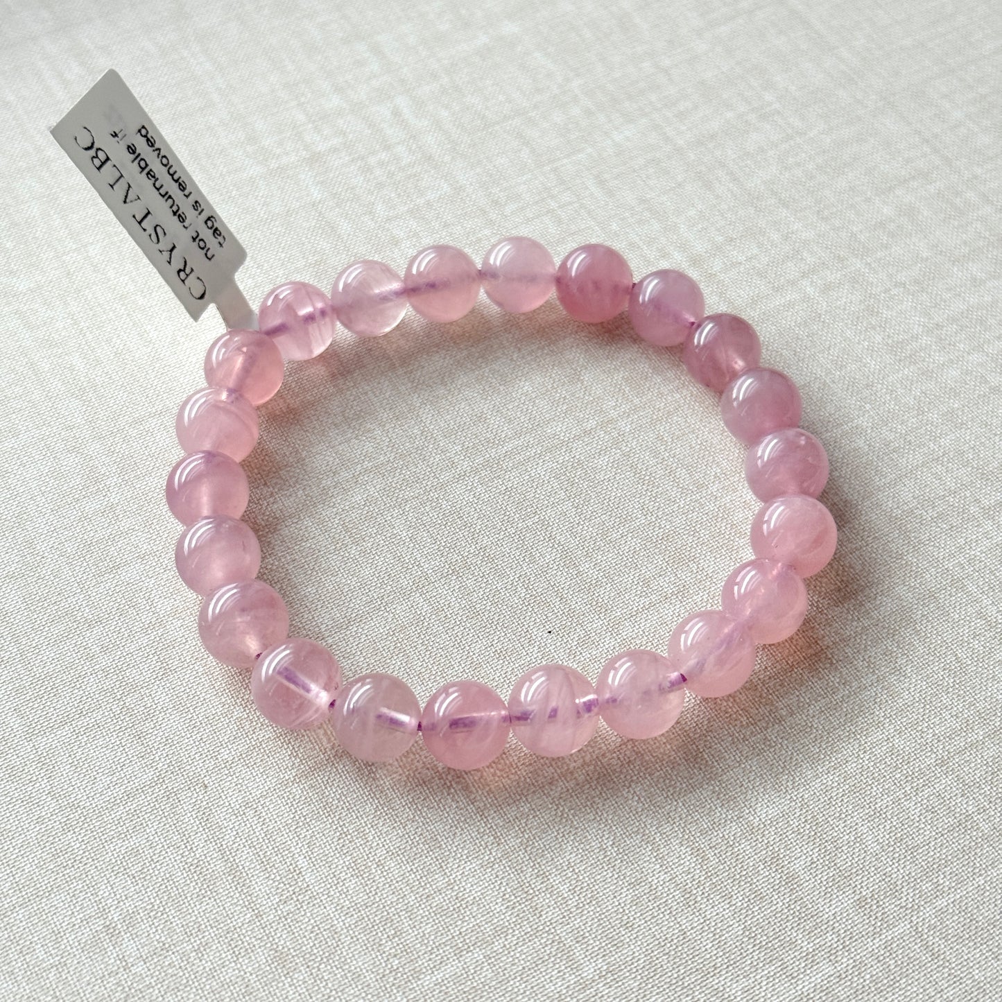 Purple Rose Quartz 8mm Beaded Bracelet