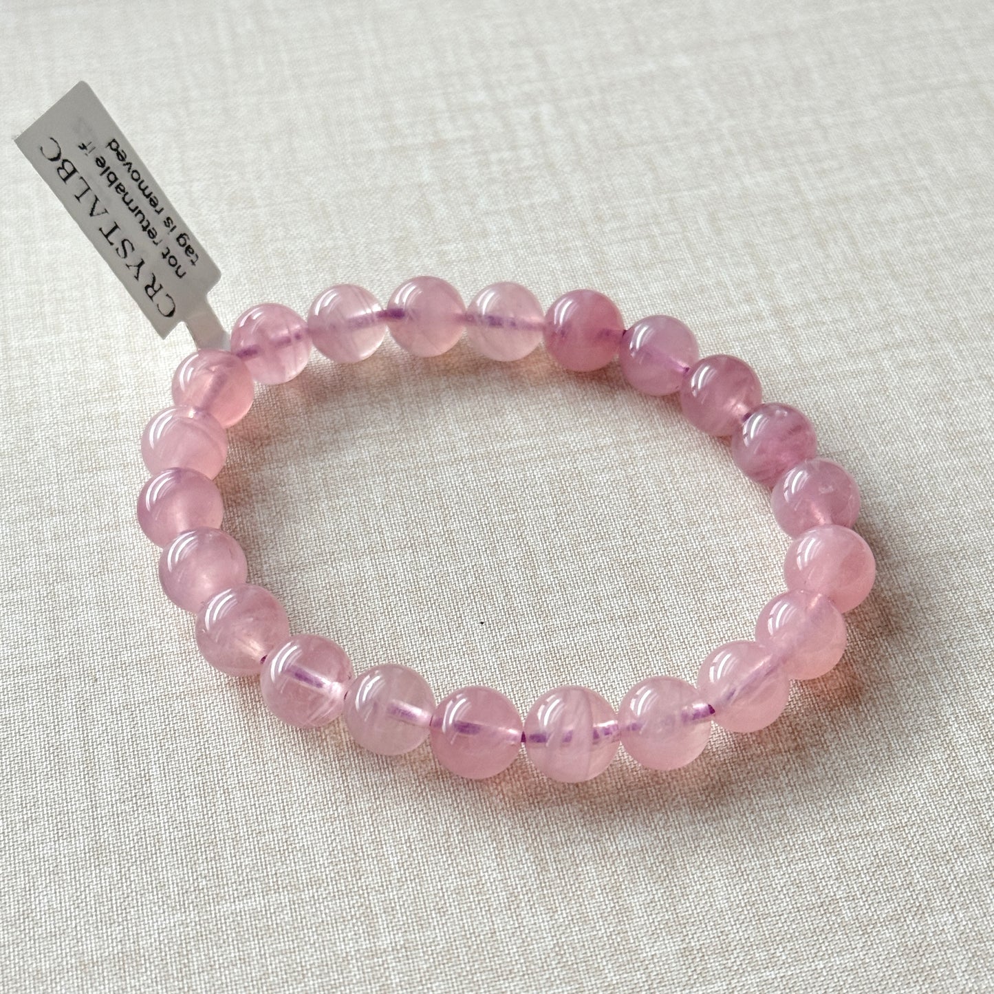 Purple Rose Quartz 8mm Beaded Bracelet