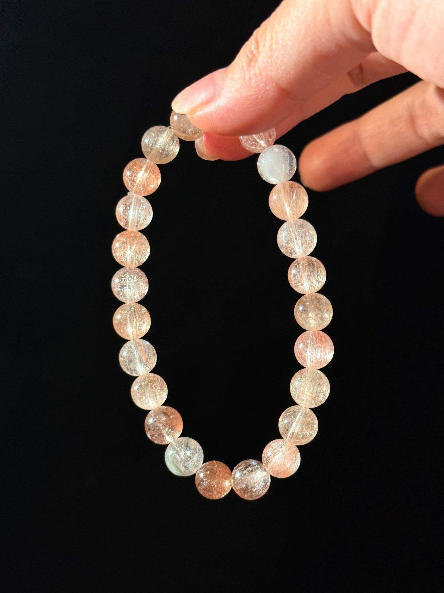 Light Rainbow Rabbit Hair Amphibole 8.3mm Beaded Bracelet