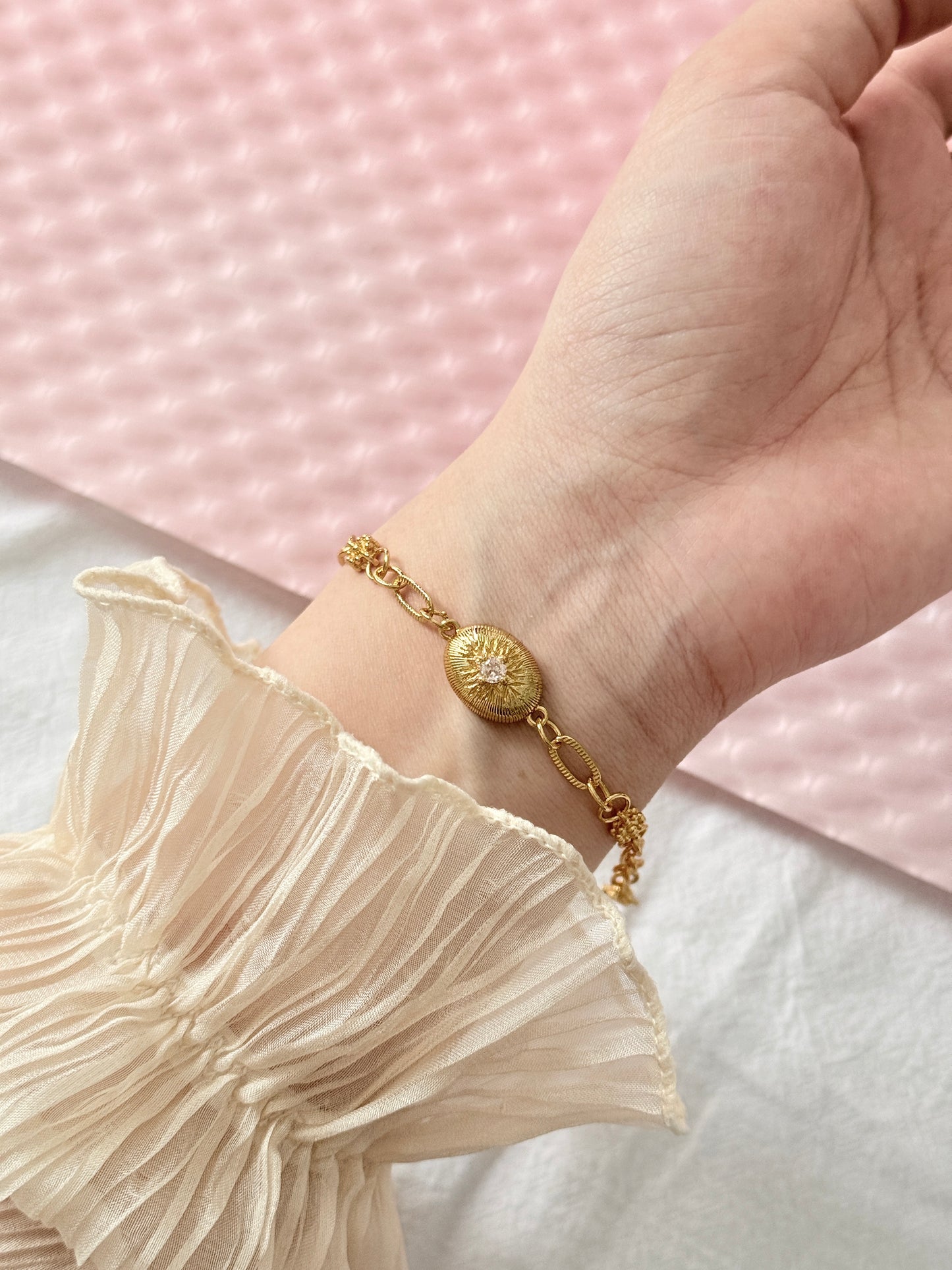 18k Gold Plated Apollo Sun Zirconia Bracelet