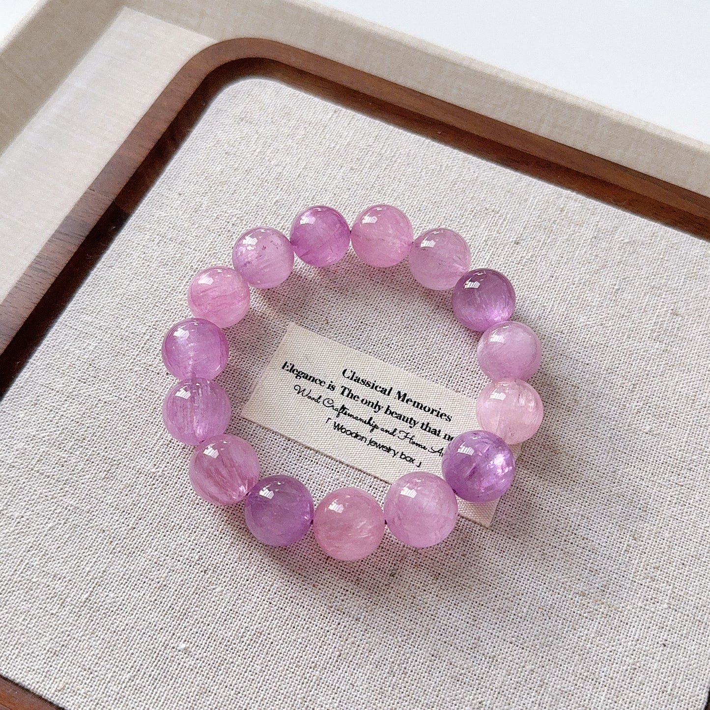Ultra High Quality Gemmy Pinky Purple CatEye Kunzite 14.5mm Beaded Bracelet