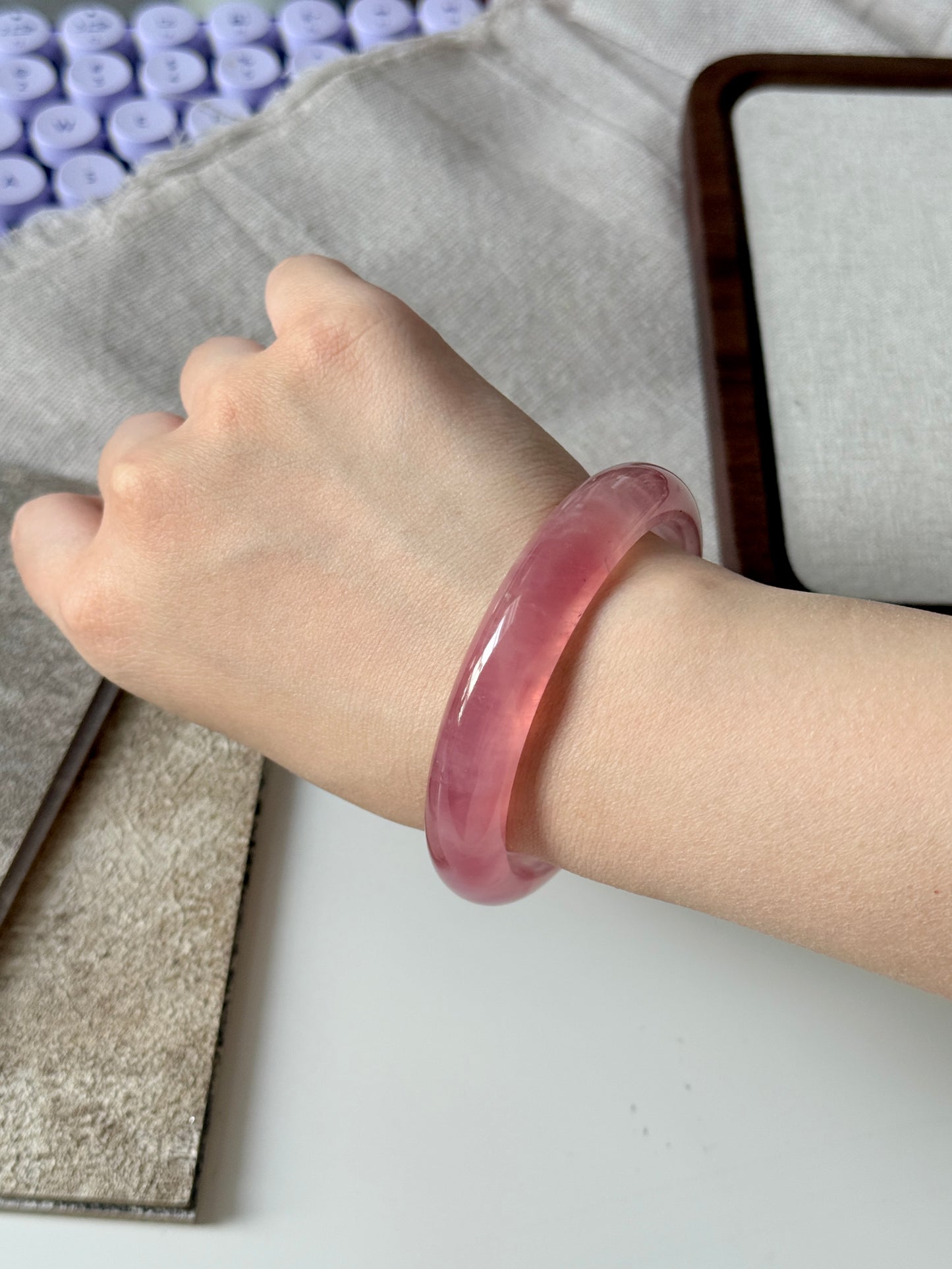 Gemmy Juicy Rose Quartz 59mm Love Healing Bangle