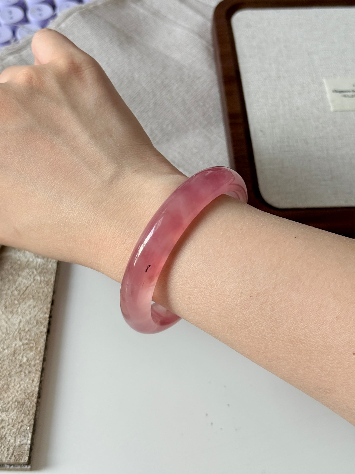 Gemmy Juicy Rose Quartz 59mm Love Healing Bangle