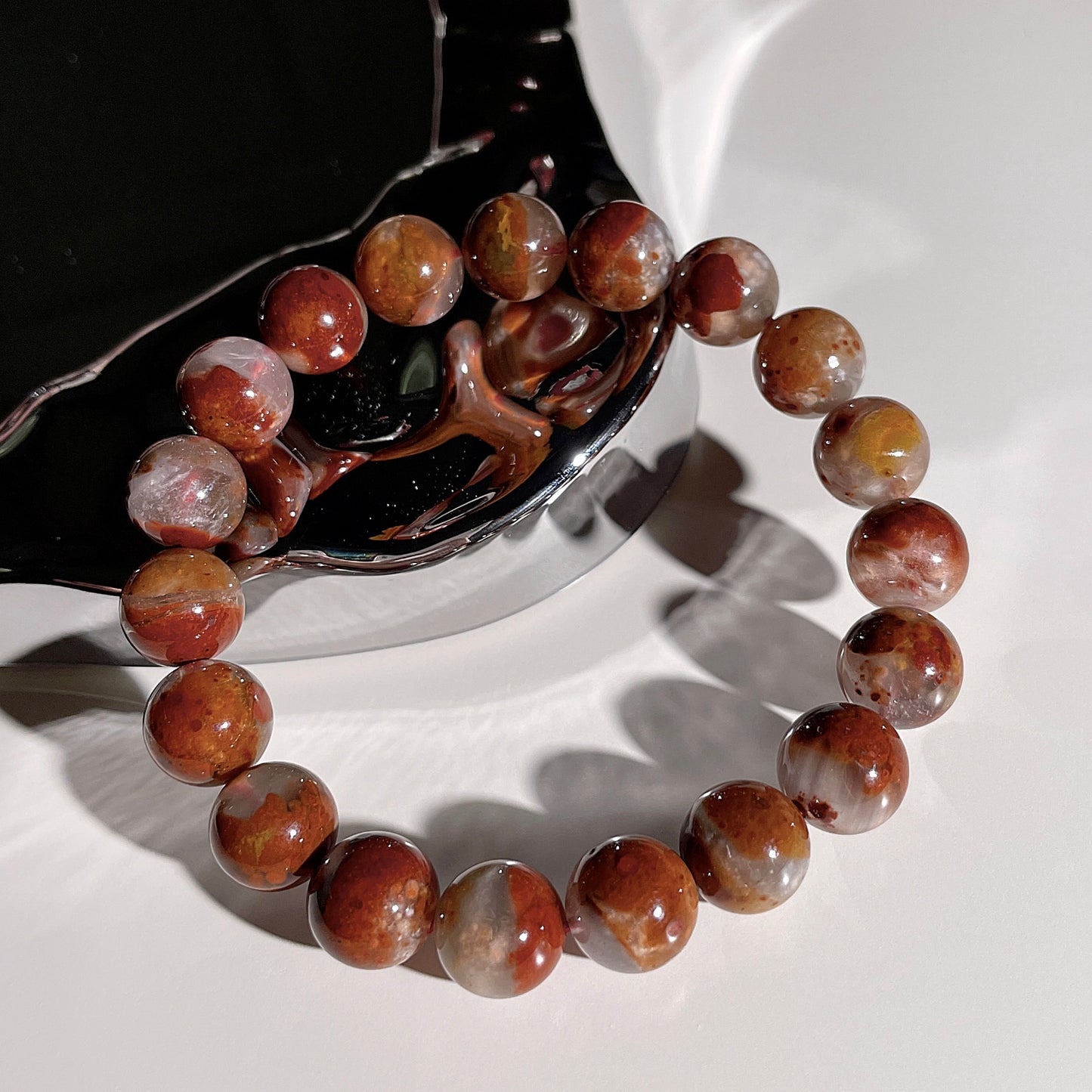 Red Amphibole Beaded Bracelet