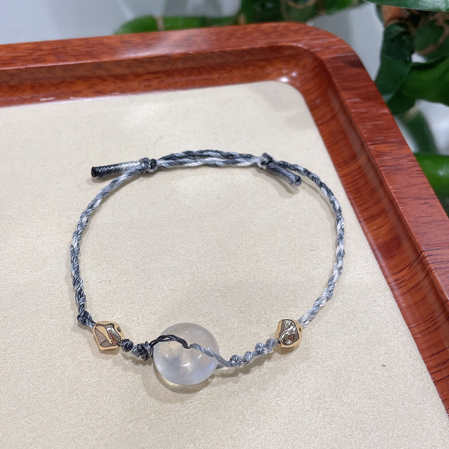 Moonstone Lucky Peace Buckle Braided Bracelet