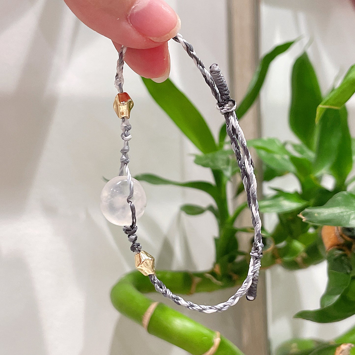 Moonstone Lucky Peace Buckle Braided Bracelet
