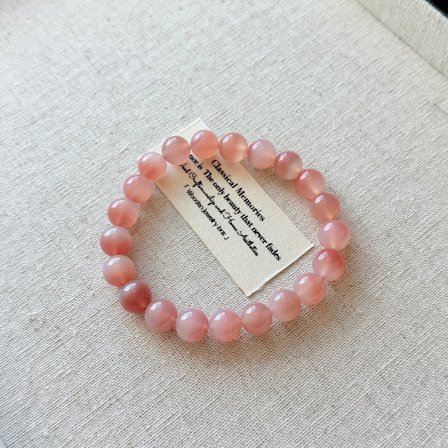 Bicolor Pink Agate Cornelian Women Stone Beaded Bracelet