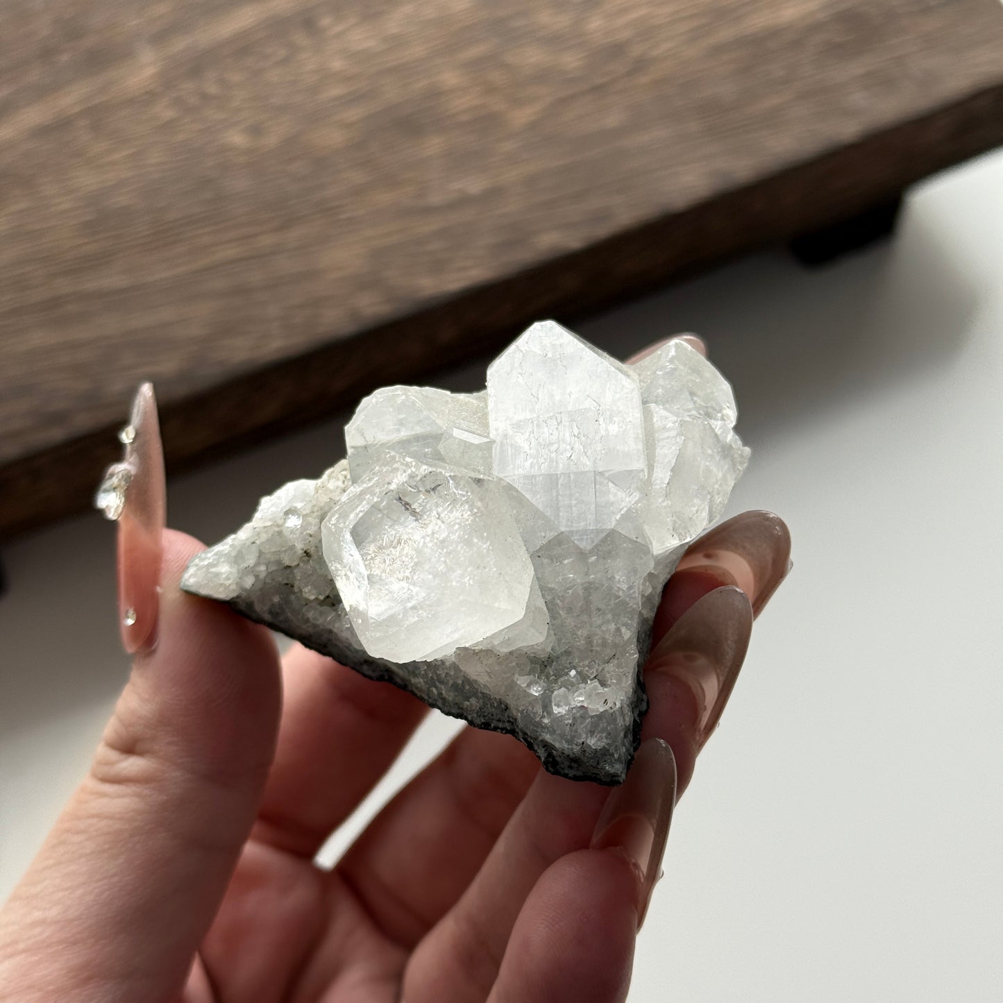 Diamond Apophyllite on Blue Green Stilbite