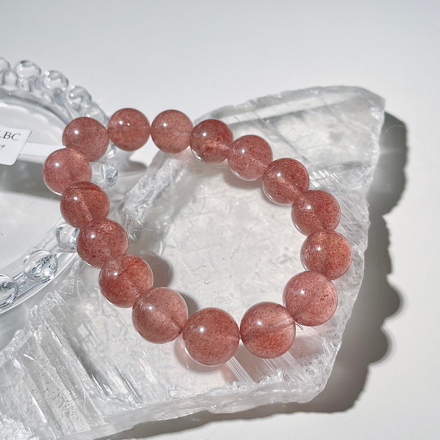White Base Strawberry Quartz Beaded Bracelet
