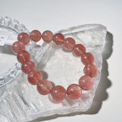 White Base Strawberry Quartz Beaded Bracelet