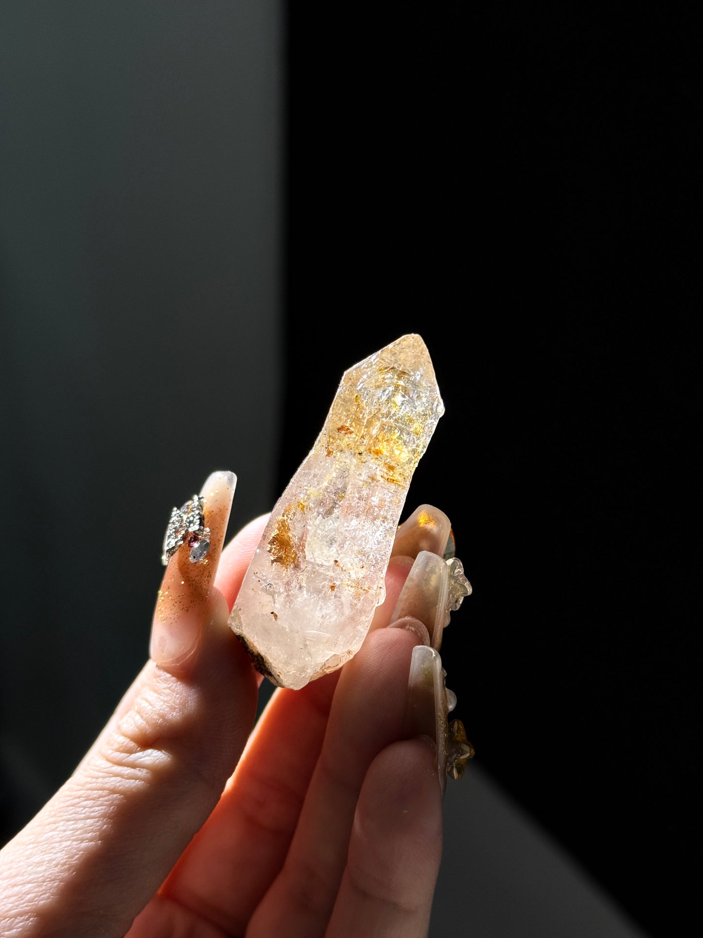 Golden Scepter Red Clay Filled Firefly Skeletal Petroleum Included Quartz UV Reactive with ENHYDROS