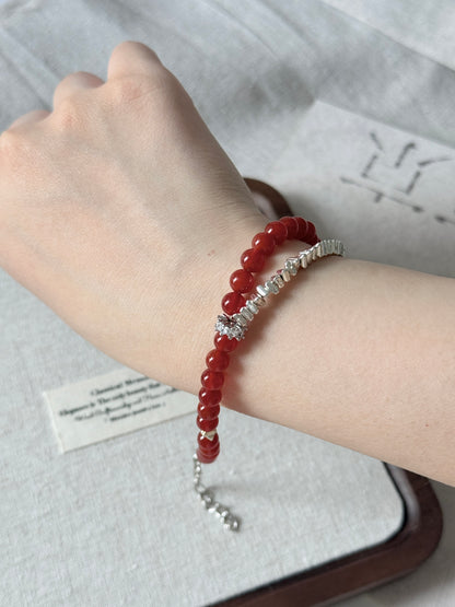 Red Agate Cornelian Lucky Stone Beaded Bracelet
