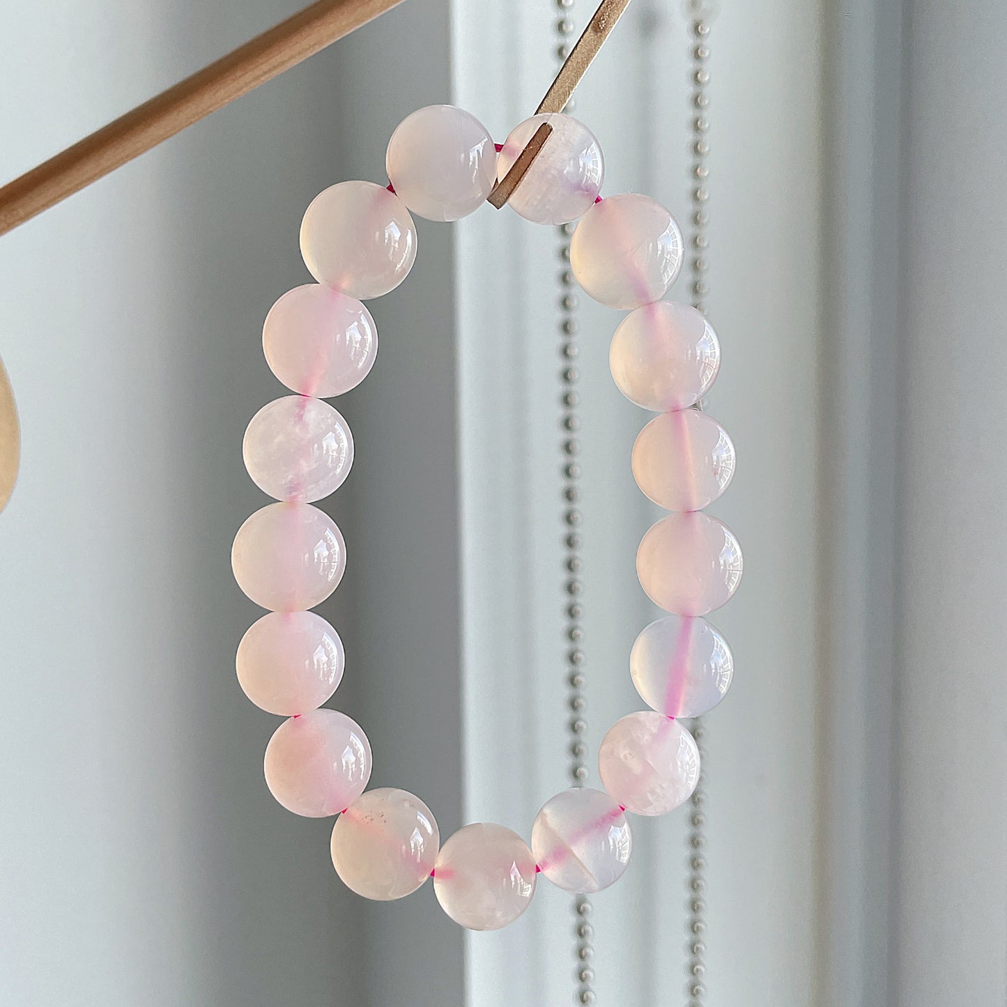 Pink Agate Bead Bracelet
