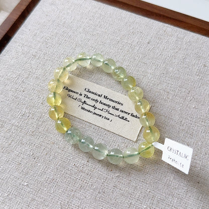 Gradient Green Pale Yellow Prehnite Stone Bead Bracelet 漸變綠葡萄石