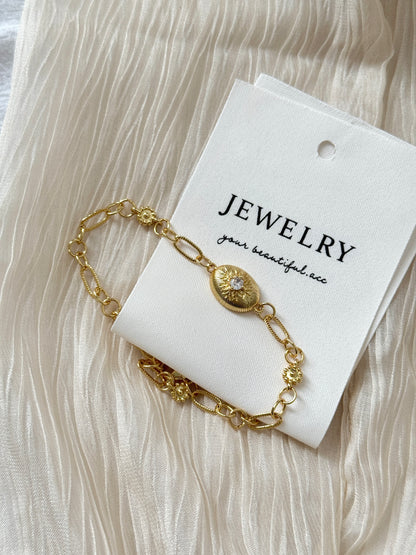 18k Gold Plated Apollo Sun Zirconia Bracelet