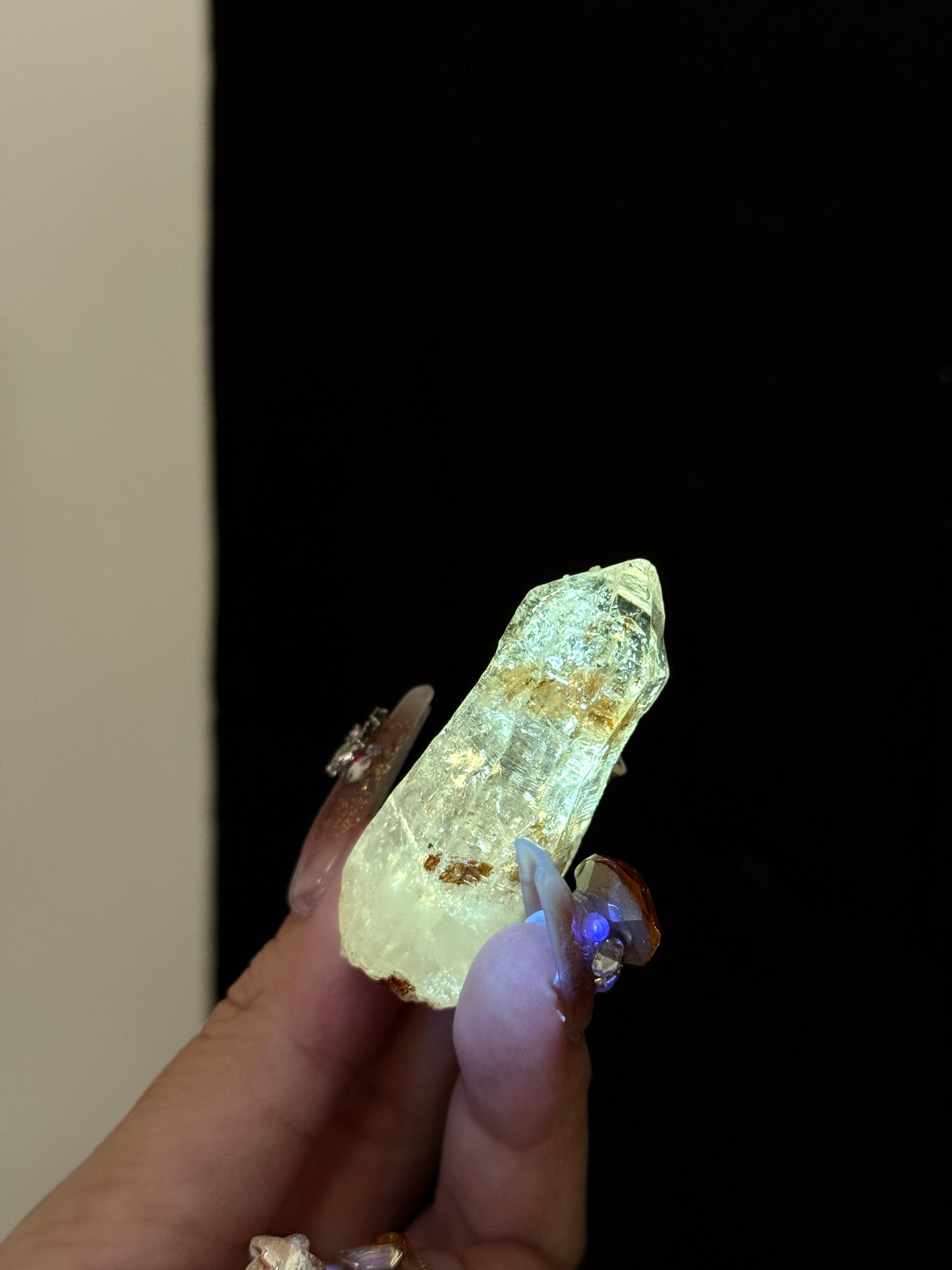Golden Scepter Red Clay Filled Firefly Skeletal Petroleum Included Quartz UV Reactive with ENHYDROS