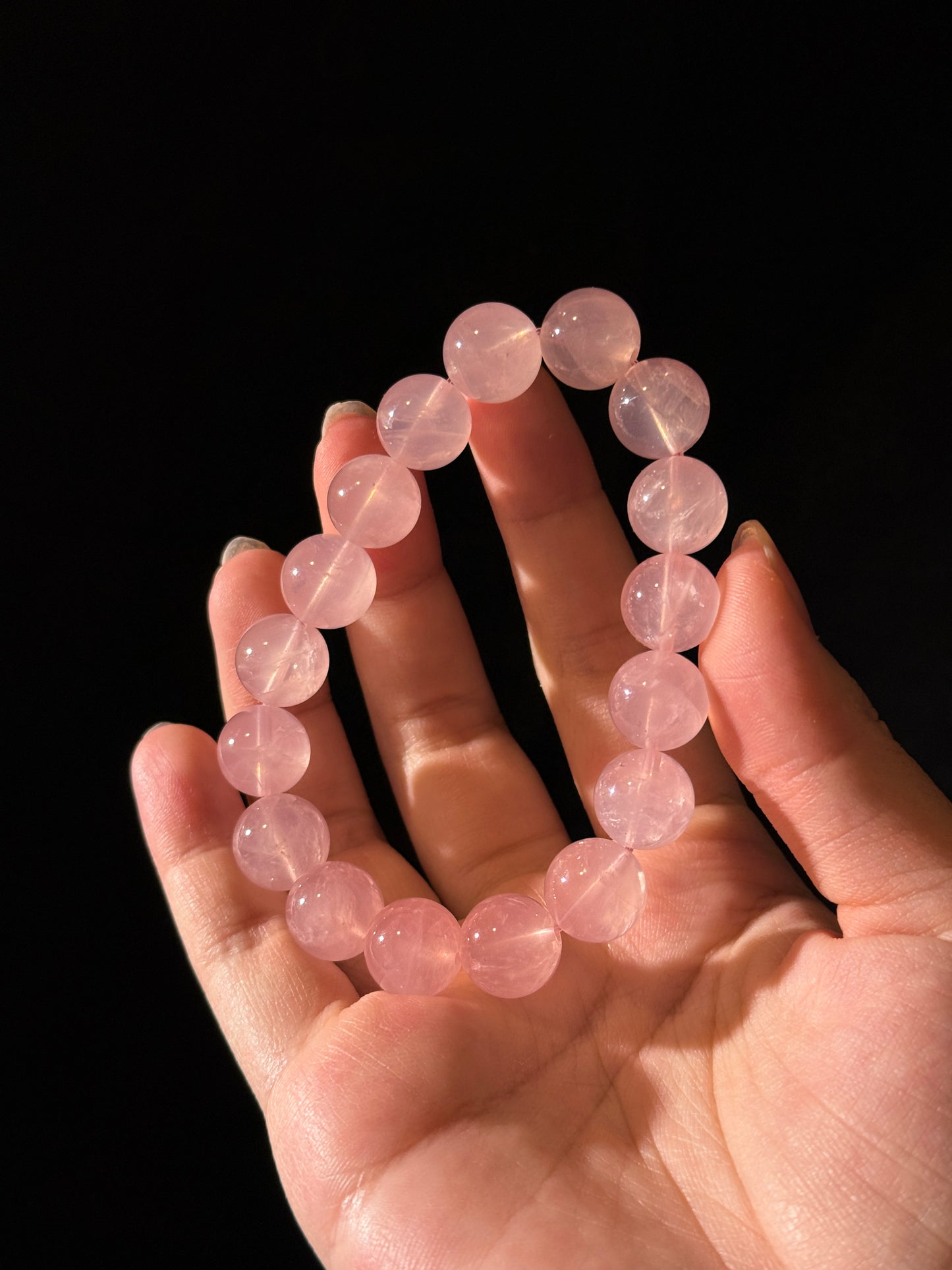 Rose Quartz 11.8mm Beaded Bracelet