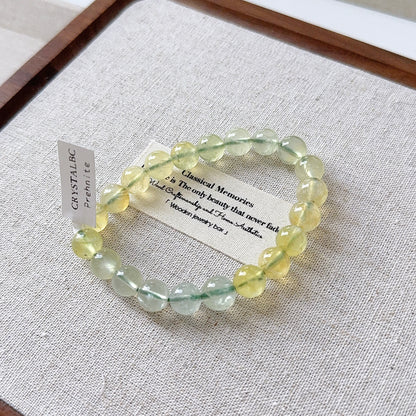 Gradient Green Pale Yellow Prehnite Stone Bead Bracelet 漸變綠葡萄石