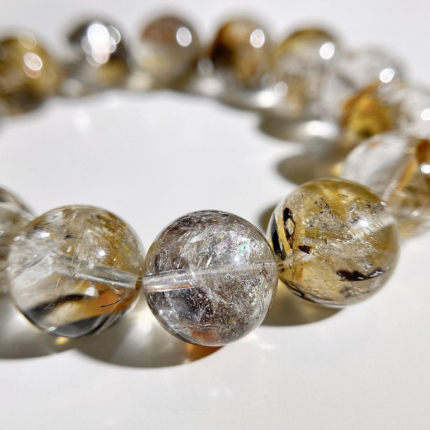 黑色 &amp; 黃色 Skeleton Herkimer Diamond Beaded Bracelet 閃靈骸骨