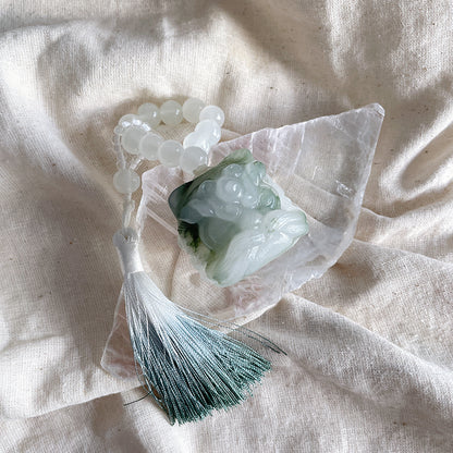 天山翡翠 格朗卡其晶翡翠 獅子雕塑 天山翠