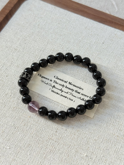 Obsidian Amethyst Beaded Bracelet