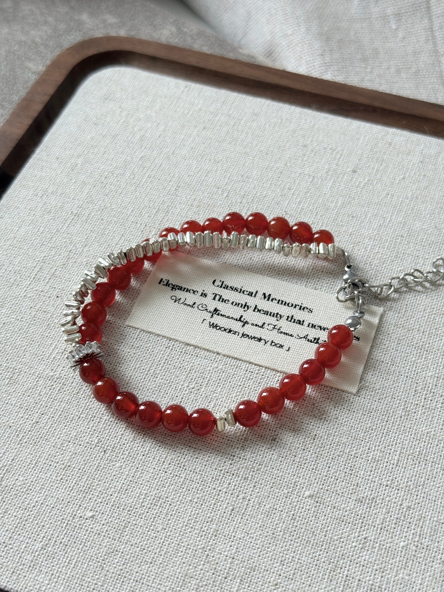 Red Agate Cornelian Lucky Stone Beaded Bracelet