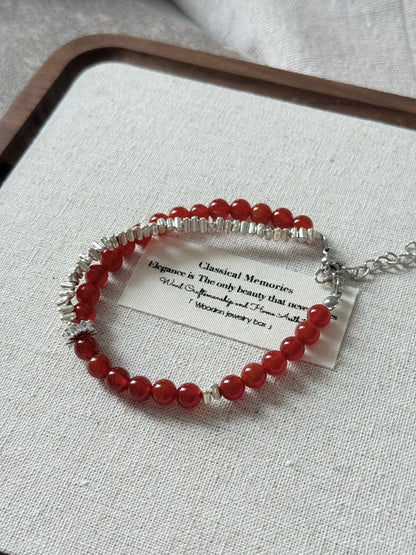 Red Agate Cornelian Lucky Stone Beaded Bracelet
