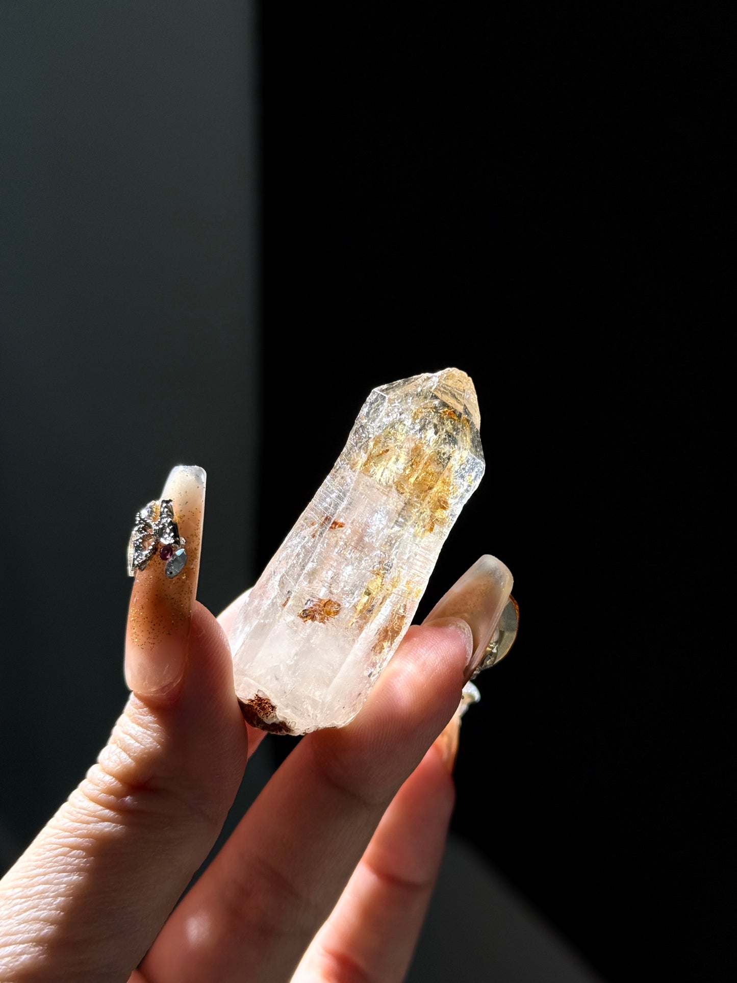Golden Scepter Red Clay Filled Firefly Skeletal Petroleum Included Quartz UV Reactive with ENHYDROS