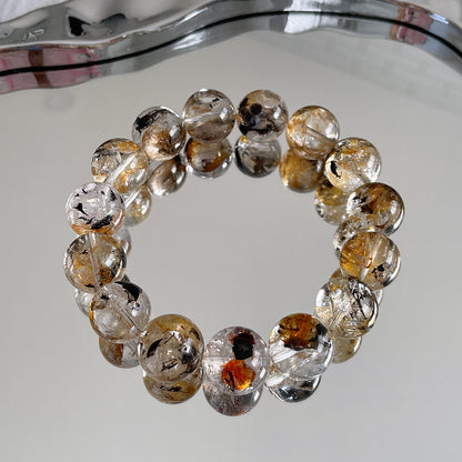 黑色 &amp; 黃色 Skeleton Herkimer Diamond Beaded Bracelet 閃靈骸骨