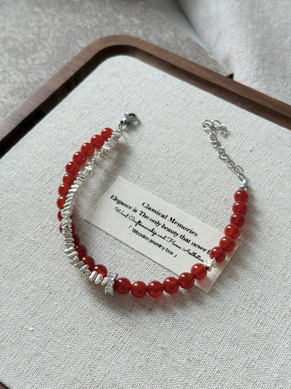 Red Agate Cornelian Lucky Stone Beaded Bracelet