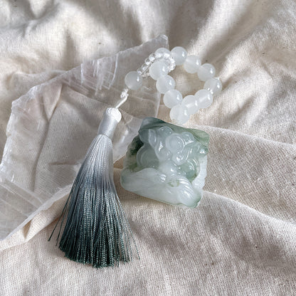 天山翡翠 格朗卡其晶翡翠 獅子雕塑 天山翠
