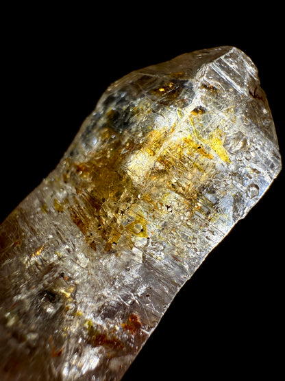 Golden Scepter Red Clay Filled Firefly Skeletal Petroleum Included Quartz UV Reactive with ENHYDROS